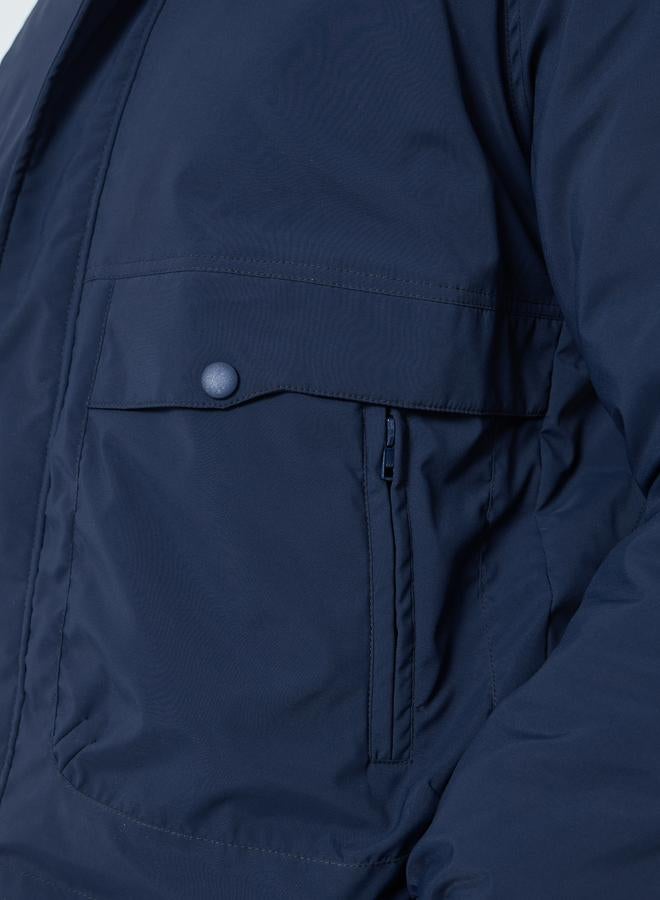 Styli Men Navy Solid Zip-Up Regular Jacket - Image 5